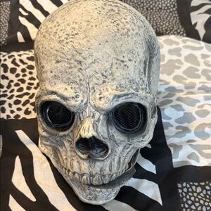 Realistic Grey Skull Mask with Black Eye Mesh